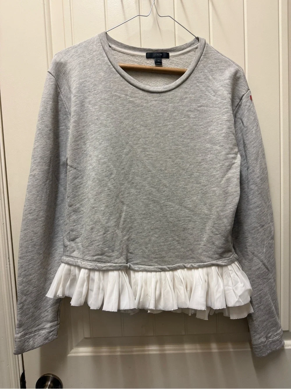 J. Crew Light Gray and White Textured Crewneck